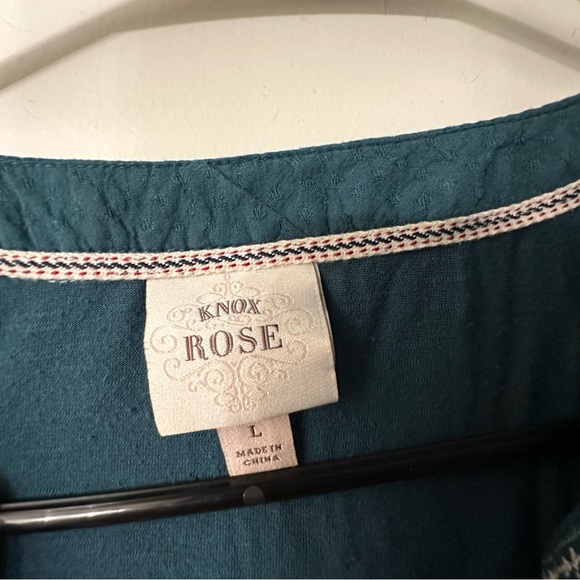 Knox Rose Teal Blouse with Embroidered Trim - Picture 3 of 3